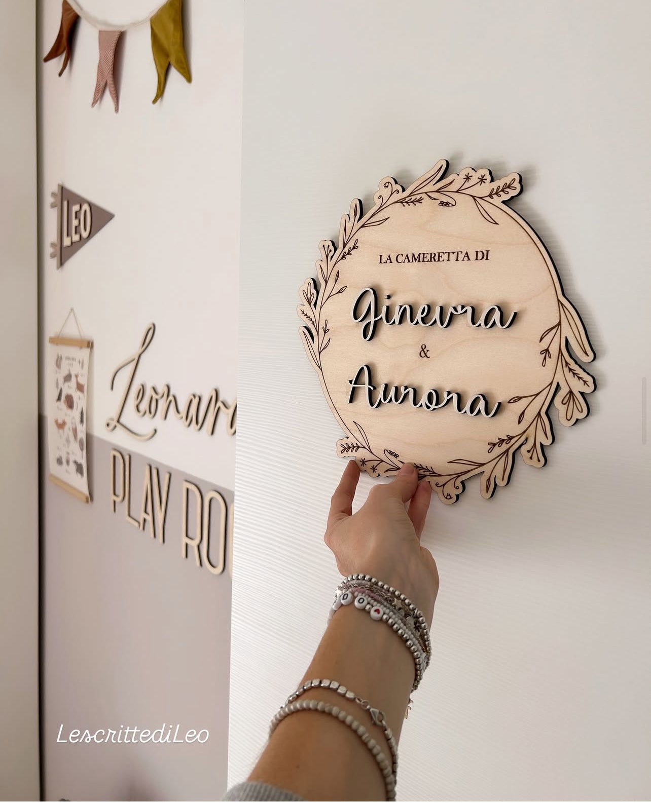 Targhetta fuori porta  floreale “ la cameretta di …”