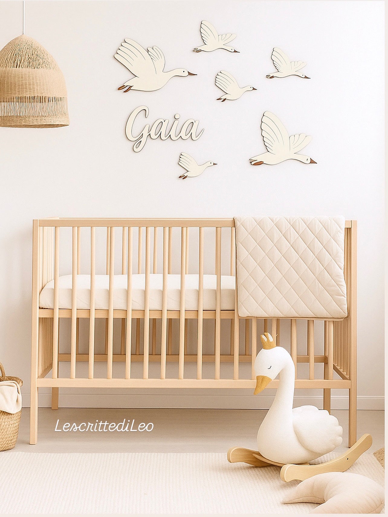 Set decorazione 5 oche in legno