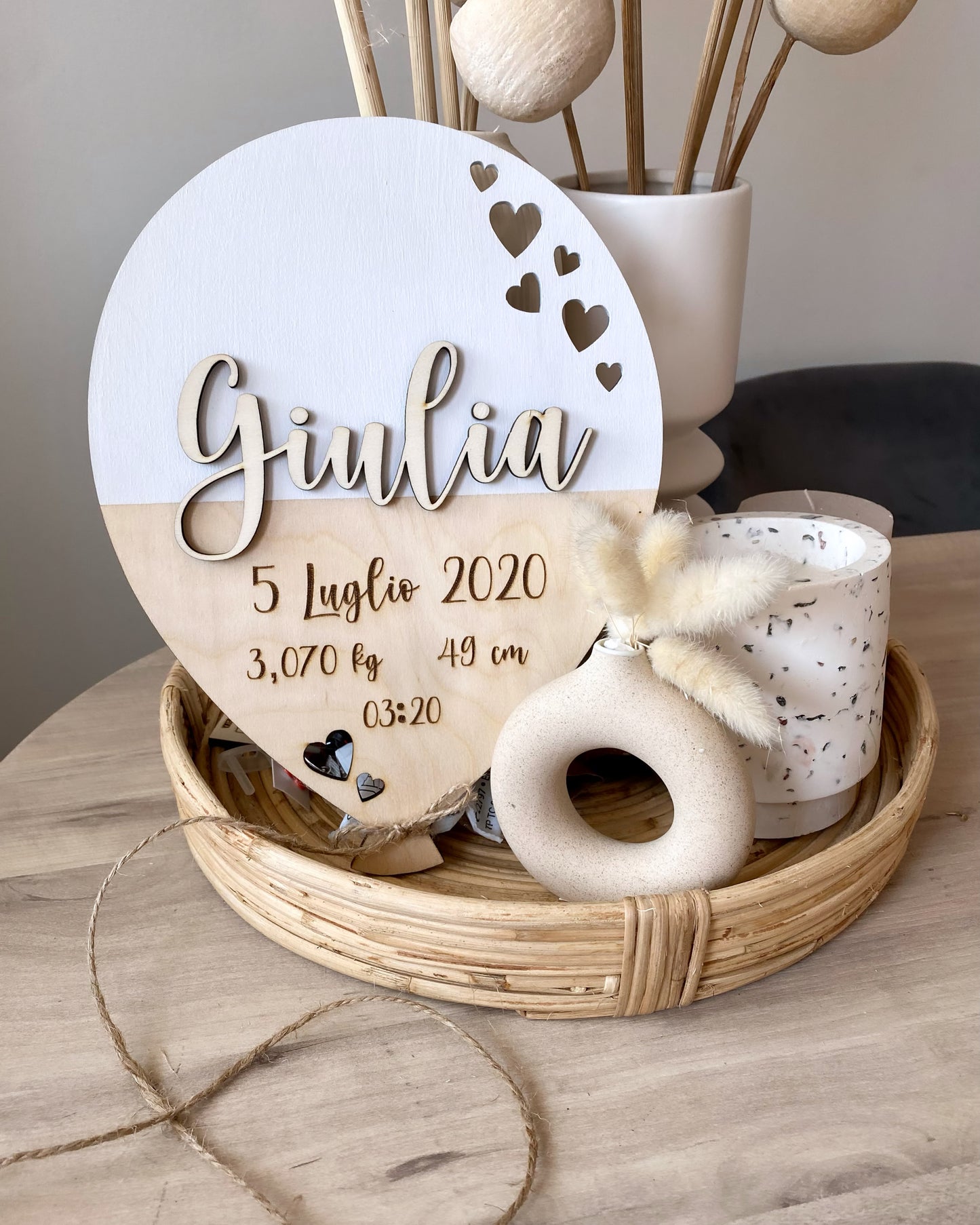 PALLONCINO IN LEGNO CON DATI NASCITA