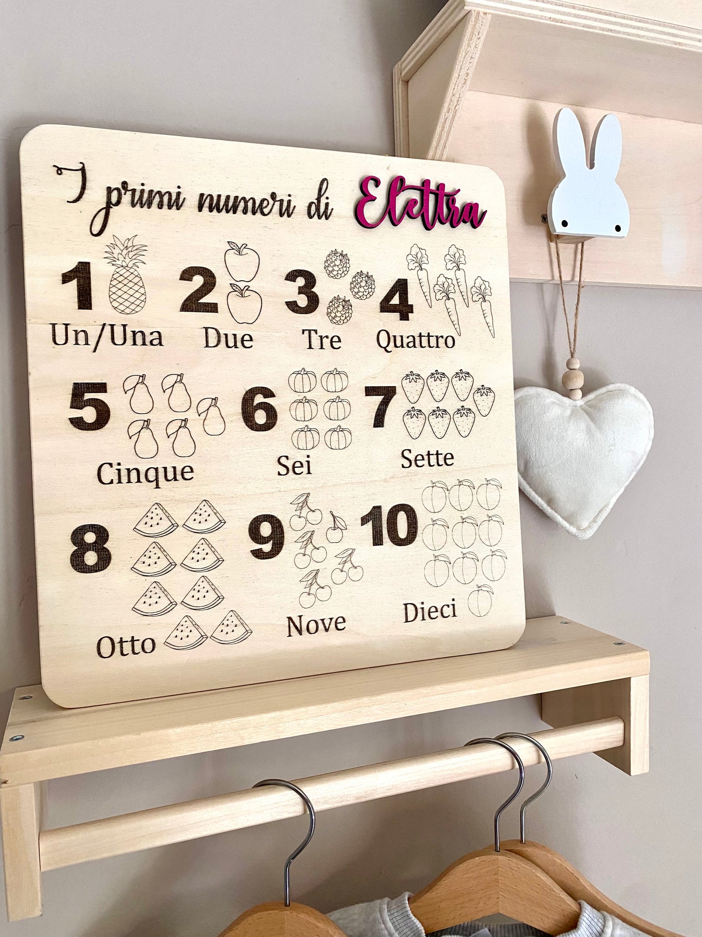PANNELLO IN LEGNO " I PRIMI NUMERI DI"