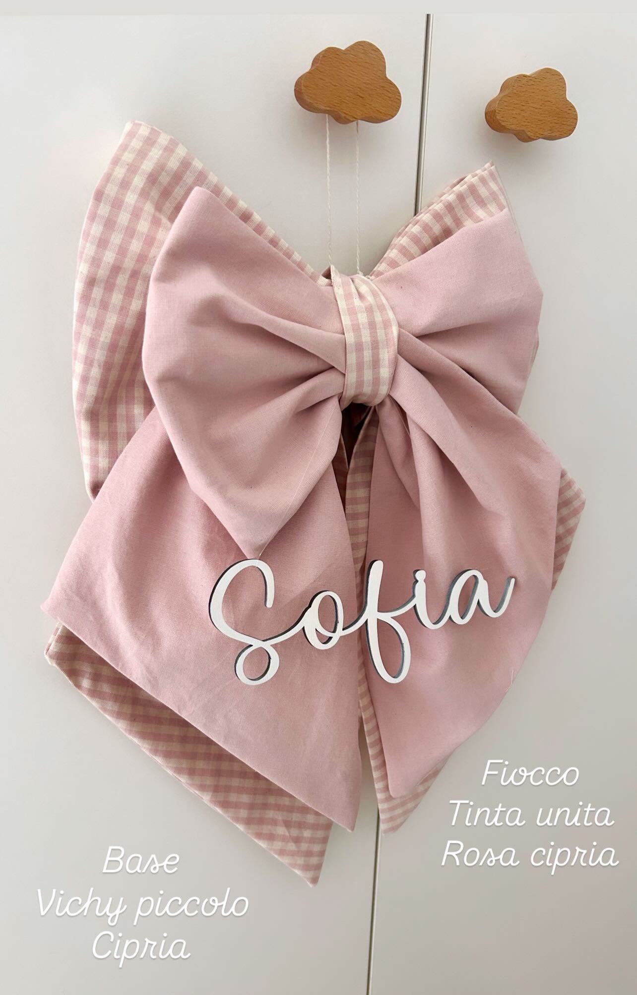 Fiocco nascita nome in legno / pendente in legno