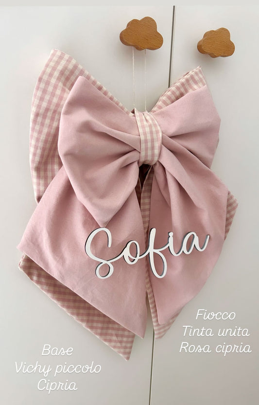 Fiocco nascita nome in legno / pendente in legno