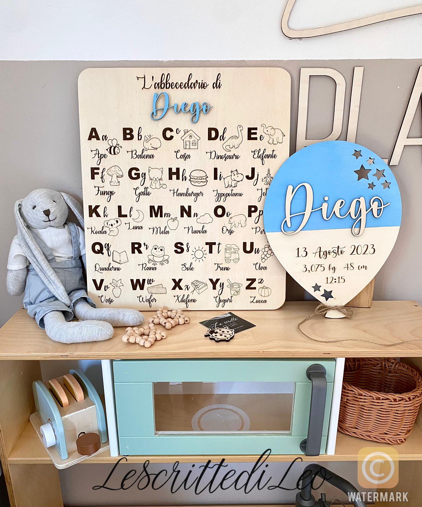 ABBECEDARIO IN LEGNO CON NOME