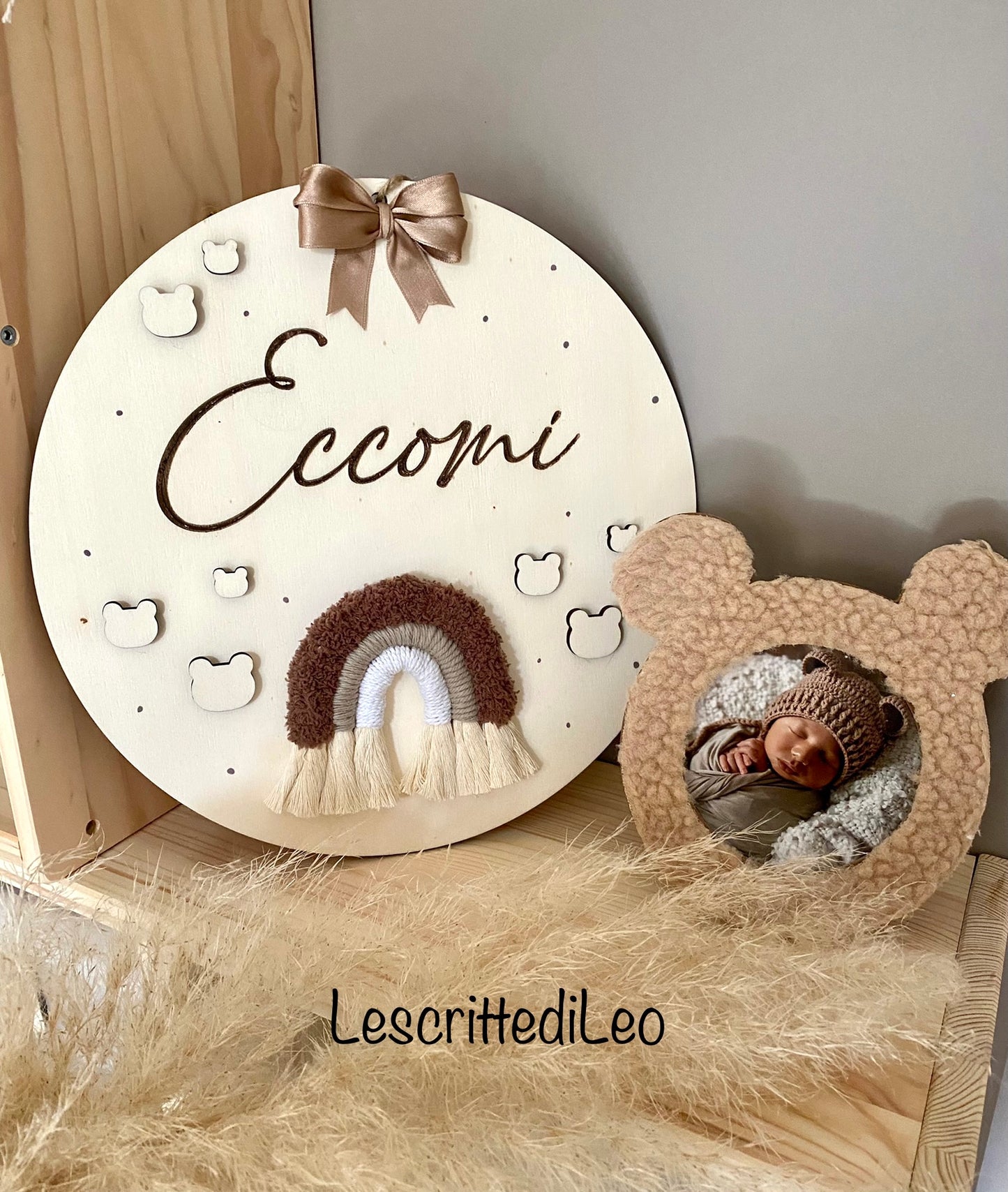Fiocco nascita Tondo in legno
