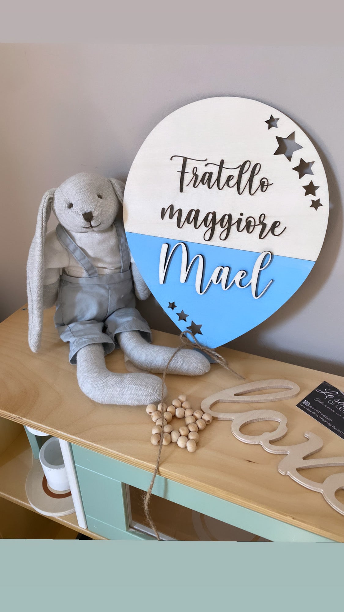 PALLONCINO IN LEGNO CON FRASE PERSONALIZZATA