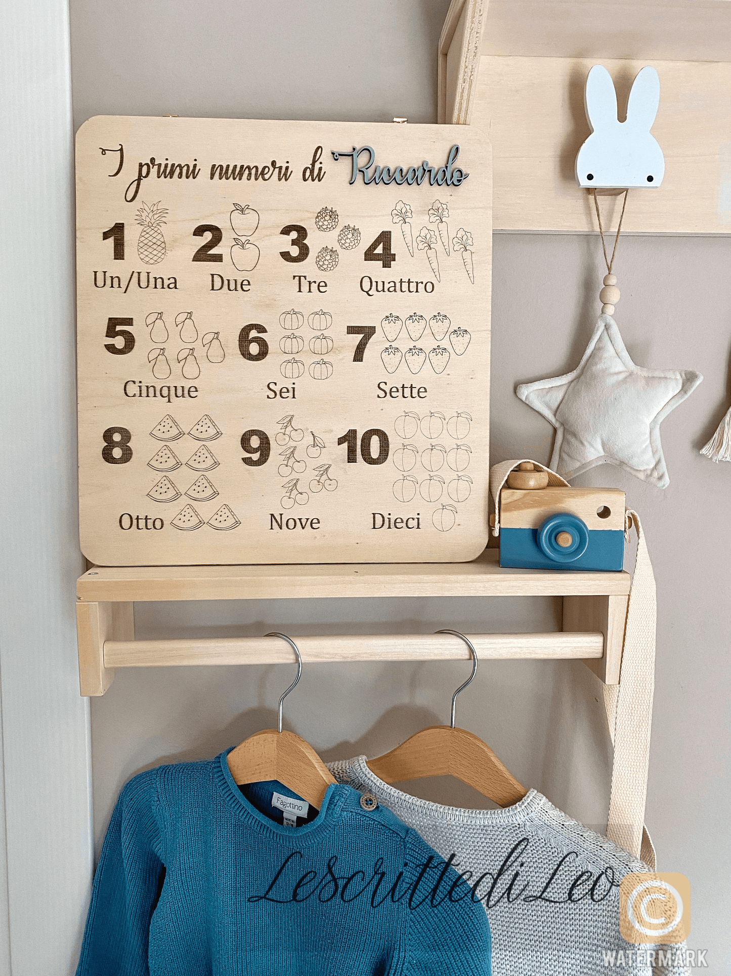 PANNELLO IN LEGNO " I PRIMI NUMERI DI"