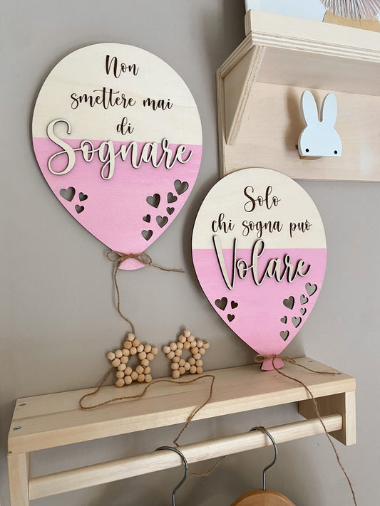PALLONCINO IN LEGNO CON FRASE PERSONALIZZATA