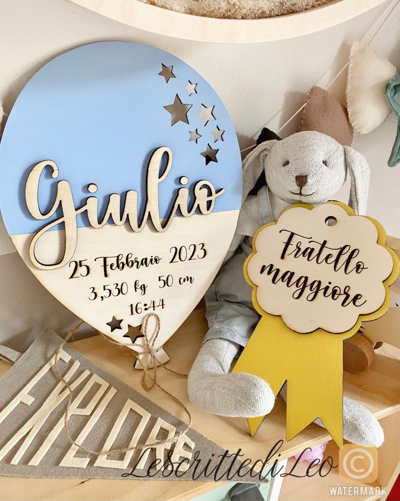 PALLONCINO IN LEGNO CON DATI NASCITA