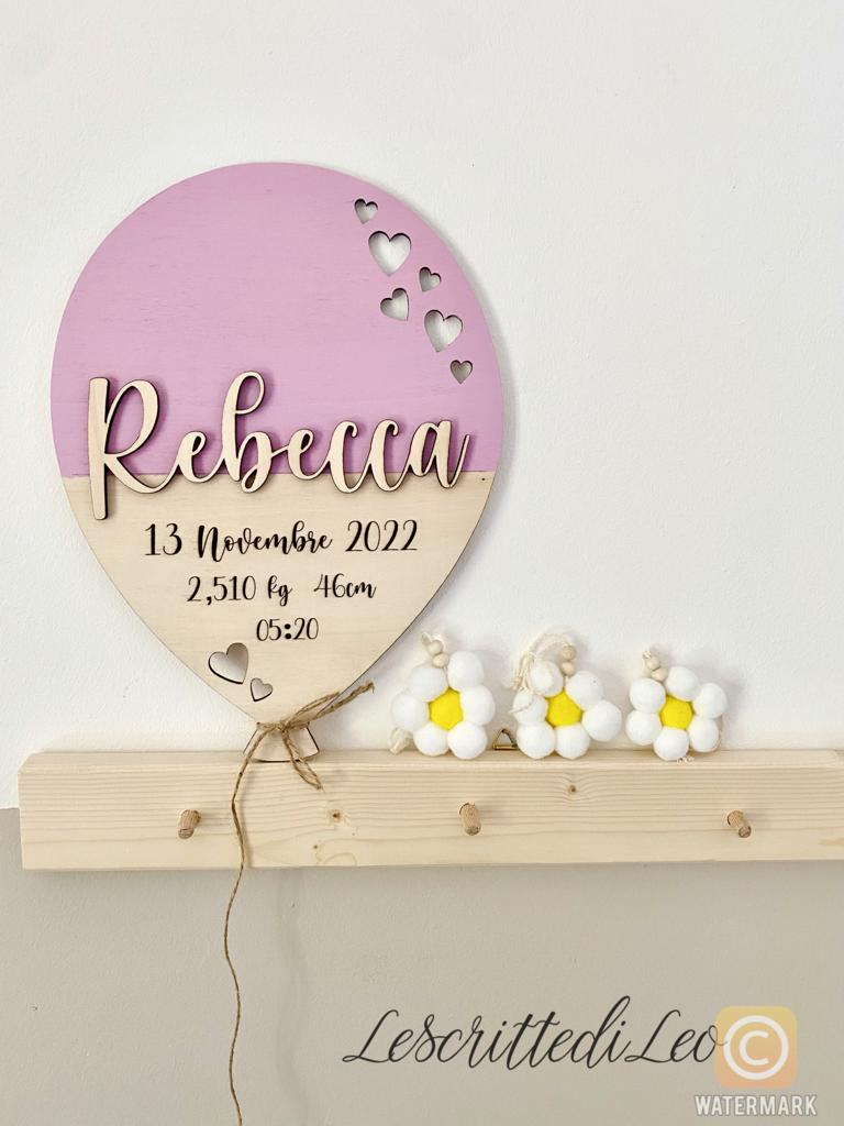 PALLONCINO IN LEGNO CON DATI NASCITA