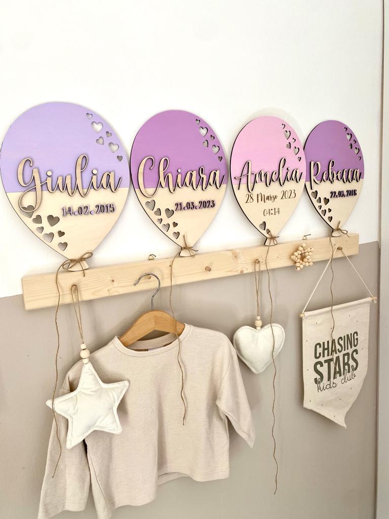 PALLONCINO IN LEGNO CON DATI NASCITA
