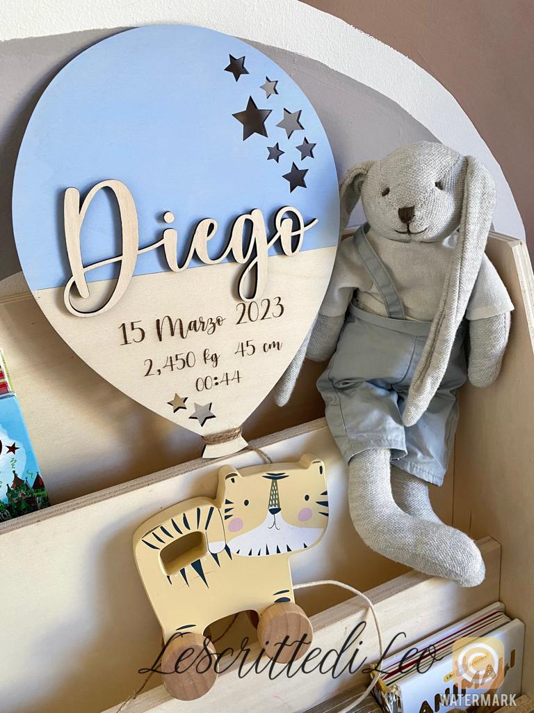 PALLONCINO IN LEGNO CON DATI NASCITA