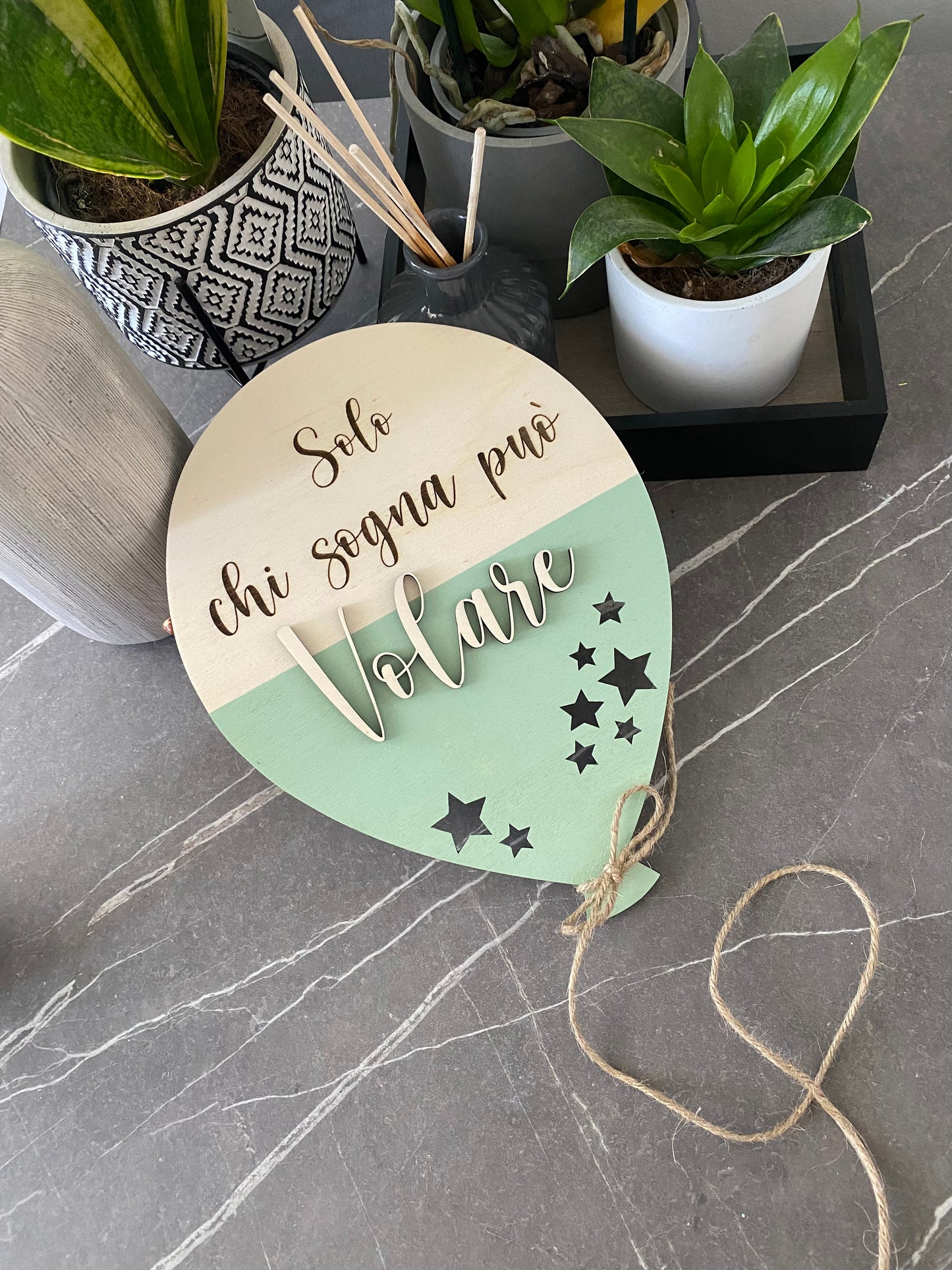 PALLONCINO IN LEGNO CON FRASE PERSONALIZZATA